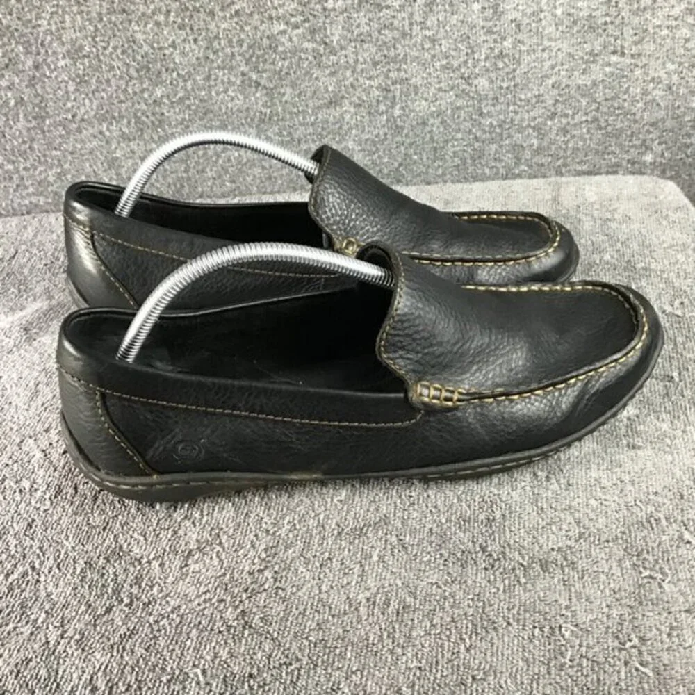 Borns Black Leather‎ Men's Slip On Shoes 11.5 M/W